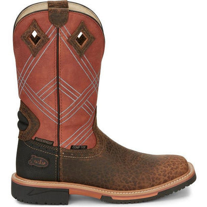 Justin Men's Dalhart 12" Nano Composite Toe Western Work Boot -Brown- SE4218 8 / Medium / Brown - Overlook Boots