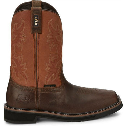 Justin Men's Actuator 11" Composite Toe Western Work Boot -Brown- SE4300 8 / Medium / Brown - Overlook Boots