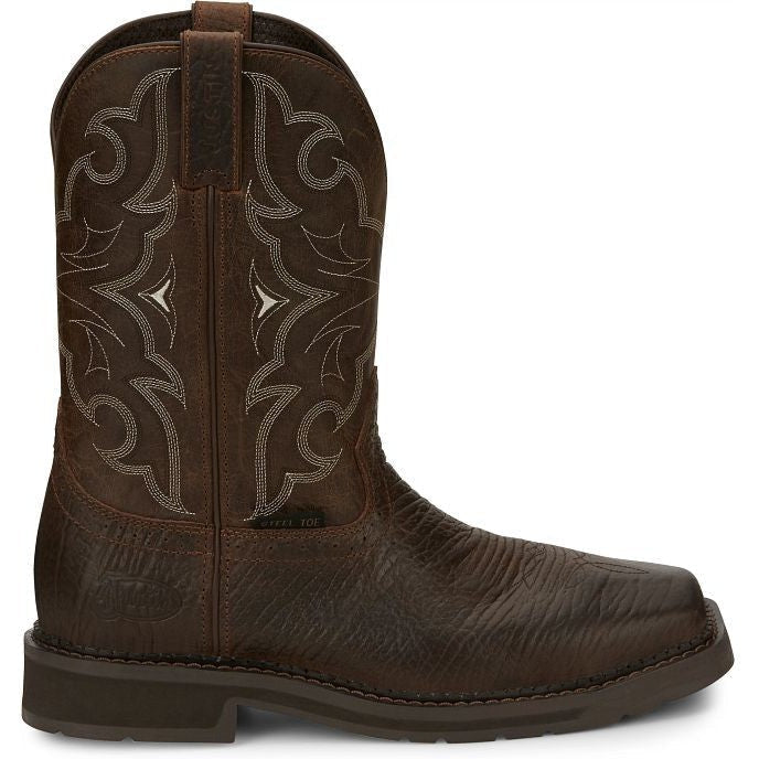 Justin Men's Amarillo 11" Steel Toe Western Work Boot -Brown- SE4313 8 / Medium / Brown - Overlook Boots