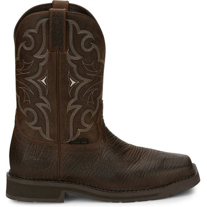 Justin Men's Amarillo 11" Steel Toe Western Work Boot -Brown- SE4313 8 / Medium / Brown - Overlook Boots