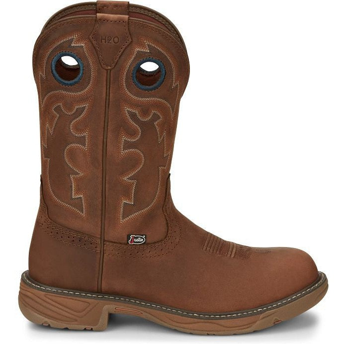 Justin Men's Rush 11" Round Toe Waterproof Western Work Boot -Brown- SE4332 8 / Medium / Brown - Overlook Boots