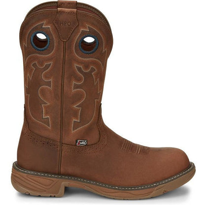 Justin Men's Rush 11" Round Toe Waterproof Western Work Boot -Brown- SE4332 8 / Medium / Brown - Overlook Boots
