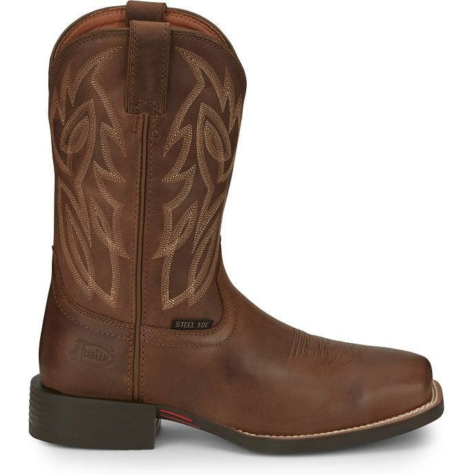 Justin Men's Canter Steel Toe Slip Resistant Western Work Boot -Brown- SE4510 - Overlook Boots