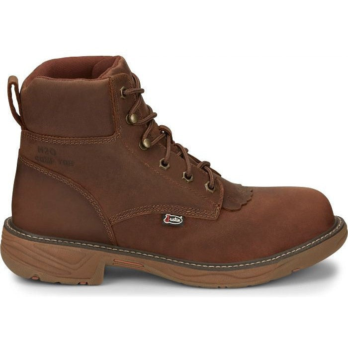 Justin Men's Rush 6" Nano Composite Toe wP Western Work Boot -Brown- SE466 8 / Medium / Brown - Overlook Boots