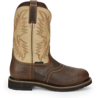 Justin Men's Superintendent 11" Steel Toe Western Work Boot -Brown- SE4661 8 / Medium / Brown - Overlook Boots