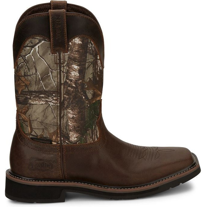 Justin Men's Trekker 11" Waterproof Western Work Boot - Realtree - SE4676 8 / Medium / Brown - Overlook Boots
