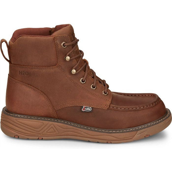 Justin Men's Rush 6" Waterproof Wedge Work Boot -Brown- SE470 8 / Medium / Brown - Overlook Boots