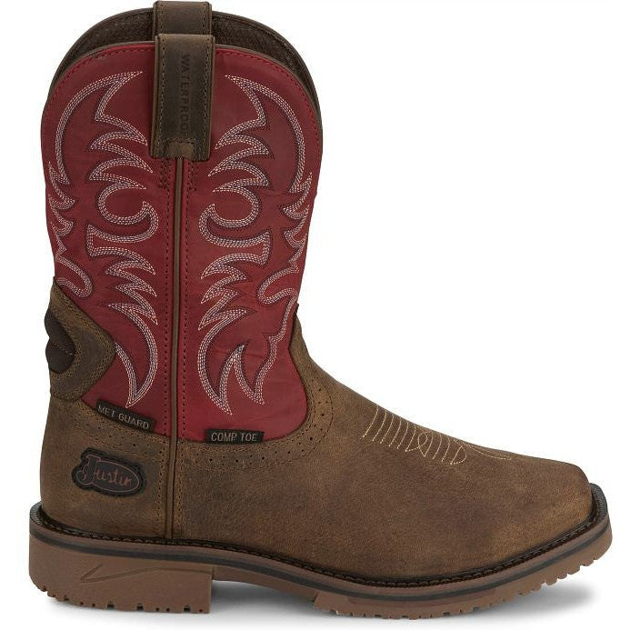 Justin Men's Thorn 11" Composite Toe Waterproof Metguard Western Work Boot -Peanut- SE4753 - Overlook Boots