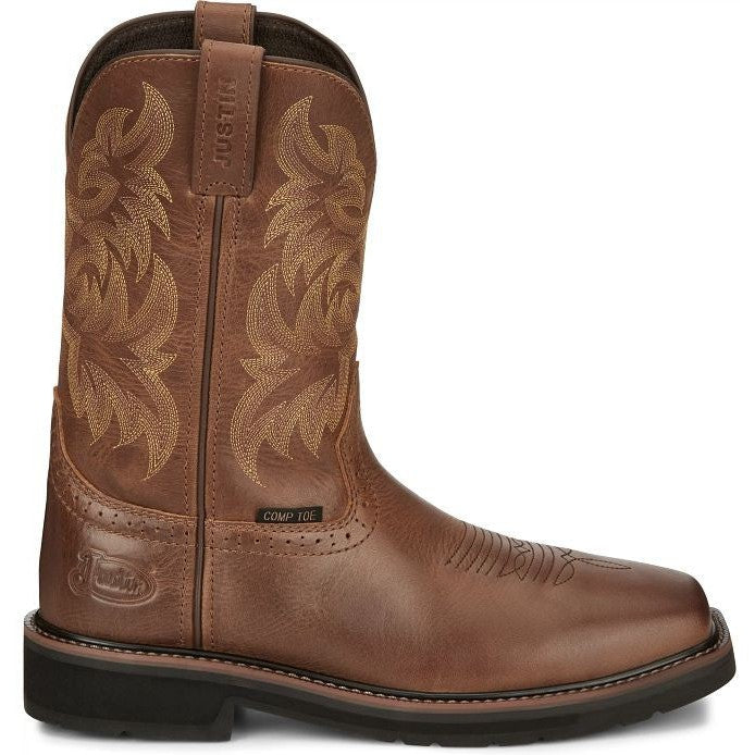Justin Men's Handler 11" Composite Toe Western Work Boot -Brown- SE4824 8 / Medium / Brown - Overlook Boots