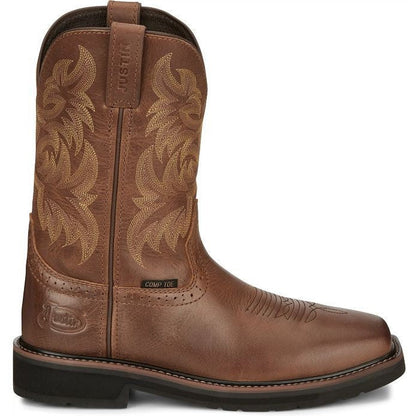 Justin Men's Handler 11" Composite Toe Western Work Boot -Brown- SE4824 8 / Medium / Brown - Overlook Boots