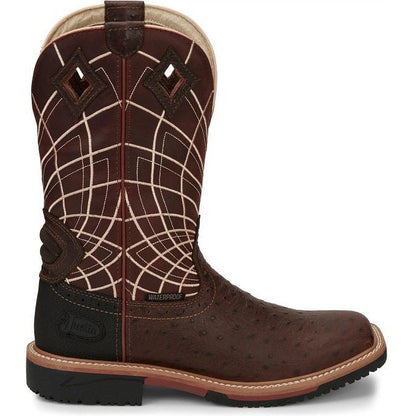 Justin Men's Derrickman 12" Waterproof Western Work Boot -Brown- SE4834 - Overlook Boots