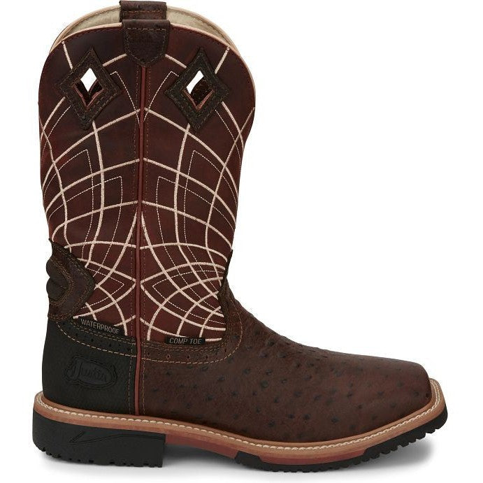 Justin Men's Derrickman 12" Composite Toe Western Work Boot -Brown- SE4835 8 / Medium / Brown - Overlook Boots