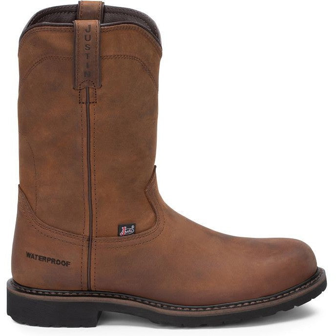 Justin Men's Drywall 10" Steel Toe Waterproof Western Work Boot -Brown- SE4961 8 / Medium / Brown - Overlook Boots