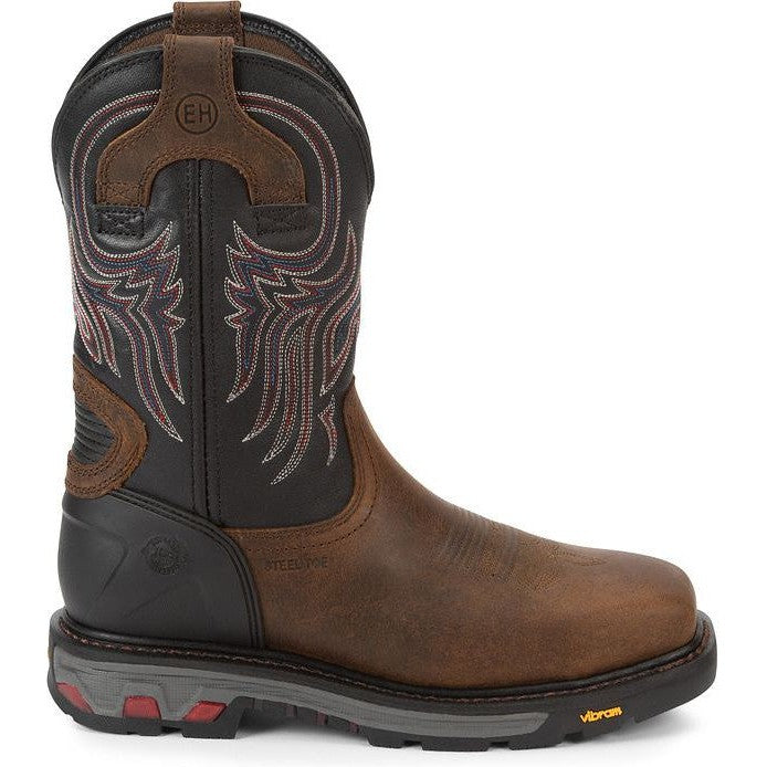 Justin Men's Tanker 11" Steel Toe Western Work Boot -Brown- WK2104 8 / Medium / Brown - Overlook Boots