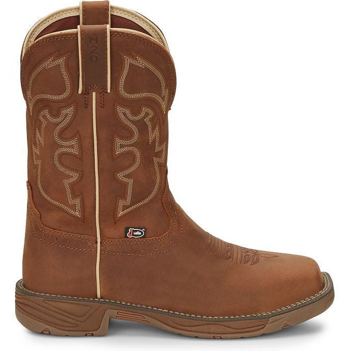 Justin Men's Rush 11" Waterproof Western Work Boot -Tan- WK4330 8 / Medium / Tan - Overlook Boots