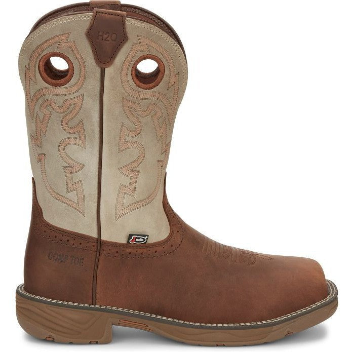 Justin Men's Rush 11" Composite Toe Western Work Boot -Tan- WK4338 8 / Medium / Tan - Overlook Boots
