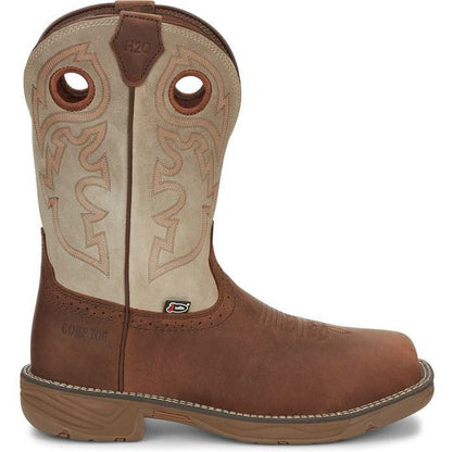 Justin Men's Rush 11" Composite Toe Western Work Boot -Tan- WK4338 8 / Medium / Tan - Overlook Boots