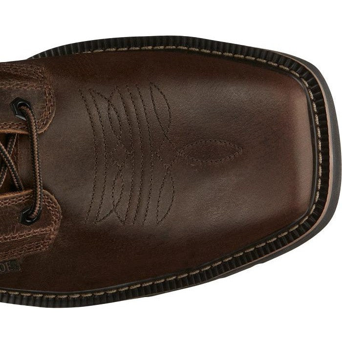 Justin Men's Pulley 8" Steel Toe Lace Up Western Work Boot -Brown- SE682  - Overlook Boots