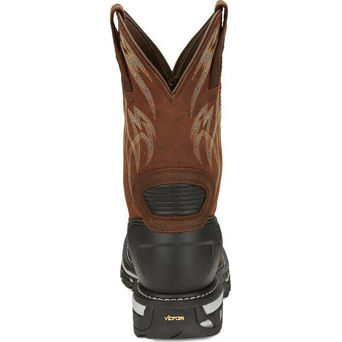 Justin Men's Frontline Hiviz 11" Waterproof Western Work Boot -Brown- CR2151 - Overlook Boots