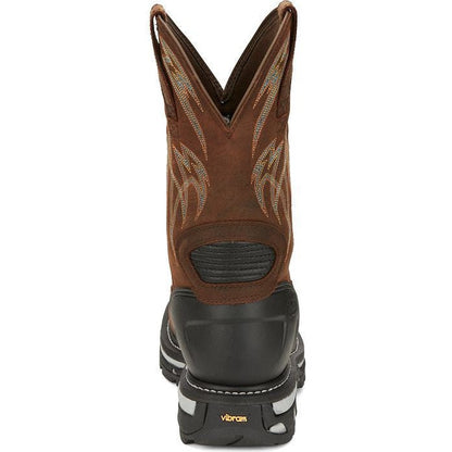 Justin Men's Frontline Hiviz 11" Waterproof Nano Composite Toe Western Work Boot -Brown- CR2152 - Overlook Boots