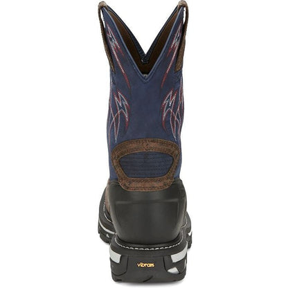 Justin Men's Frontline Hiviz 11" Waterproof Composite Toe Western Work Boot -Brown- CR2153 - Overlook Boots