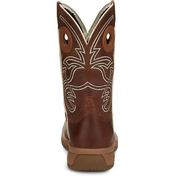 Justin Men's Nitread 11" Square Toe Waterproof Western Work Boot -Brown- CR3200 - Overlook Boots