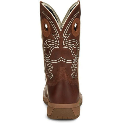 Justin Men's Nitread 11" Square Toe Waterproof Western Work Boot -Brown- CR3200 - Overlook Boots