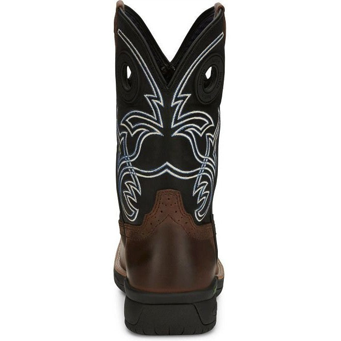 Justin Men's Nitread 11" Square Toe Waterproof Western Work Boot -Black- CR3205 - Overlook Boots