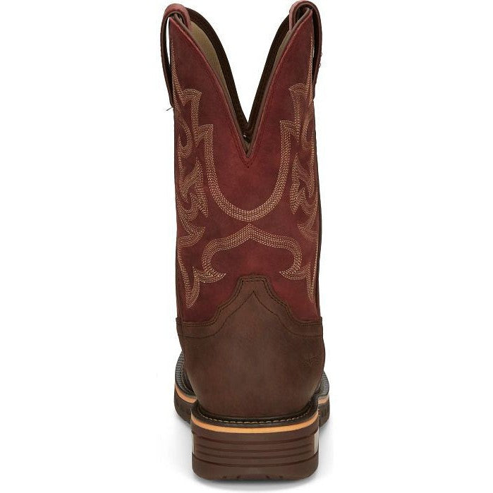 Justin Men's Resistor 11" Composite Toe Waterproof Western Work Boot- Brown- CR4007 - Overlook Boots