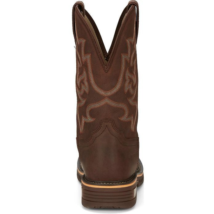Justin Men's Resistor 11" Composite Toe Waterproof Western Work Boot- Brown- CR4008 - Overlook Boots