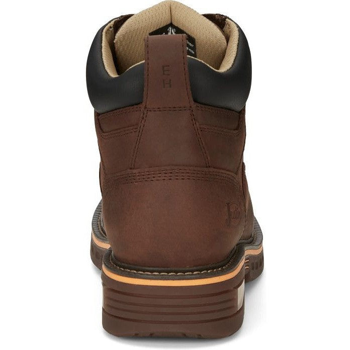 Justin Men's Resistor 6" Waterproof Lace Up Western Work Boot -Brown- CR401 - Overlook Boots