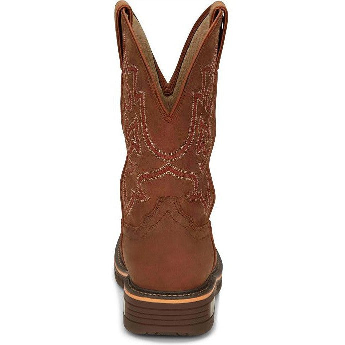Justin Men's Resistor 11" Waterproof Western Work Boot -Brown- CR4011 - Overlook Boots