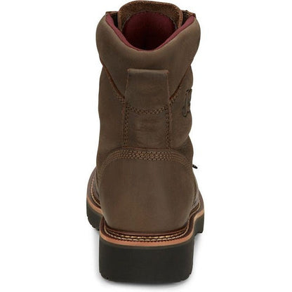 Justin Men's Rivot 8" Waterproof Lace Up Western Work Boot -Brown- OW440 - Overlook Boots