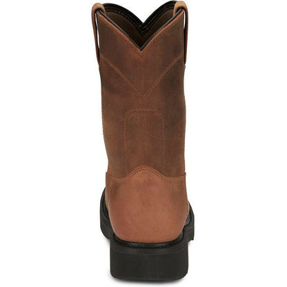 Justin Men's Round Up 10" Waterproof Western Work Boot -Brown- OW6604 - Overlook Boots
