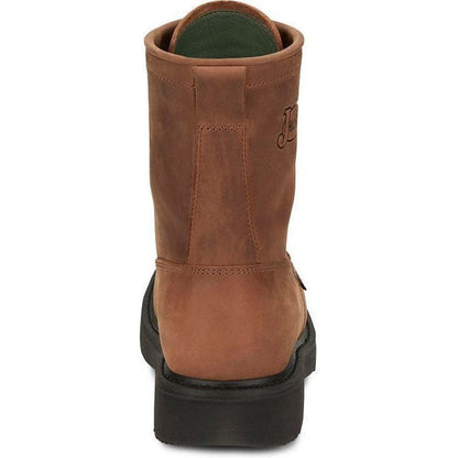 Justin Men's Livestock 8" Round Toe Western Work Boot -Brown- OW760  - Overlook Boots