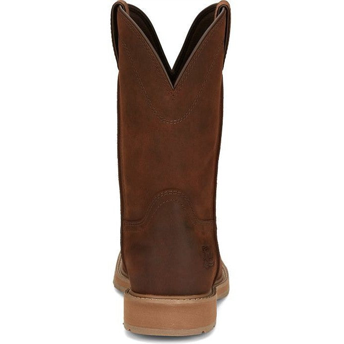 Justin Men's Buster 11" Steel Toe Pull On WesternvWork Boot -Brown- SE3100 - Overlook Boots