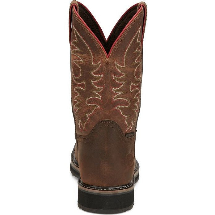 Justin Men's Driller II 11" Waterproof Steel Toe Western Work Boot -Brown- SE3117 - Overlook Boots
