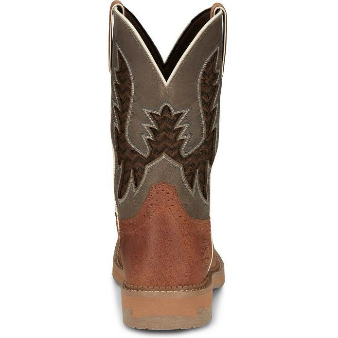 Justin Men's Bolt 11" Square Toe Western Work Boot -Brown- SE4110  - Overlook Boots