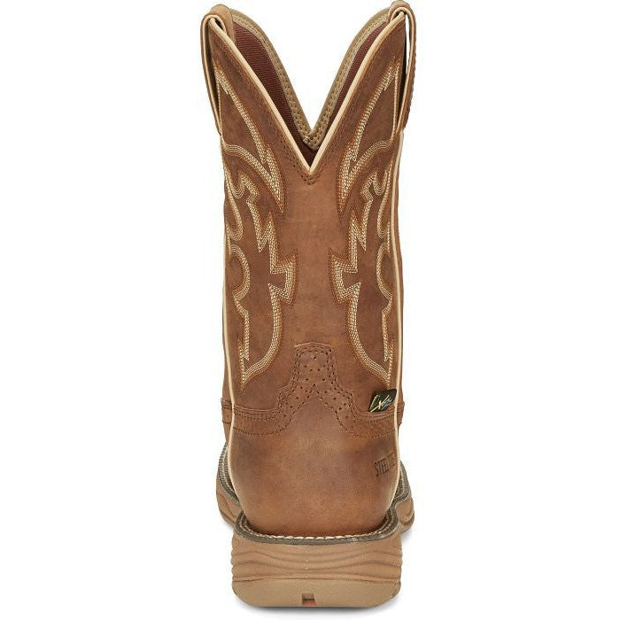 Justin Men's Rush 11" Steel Toe Waterproof Western Work Boot -Tan- SE4340 - Overlook Boots