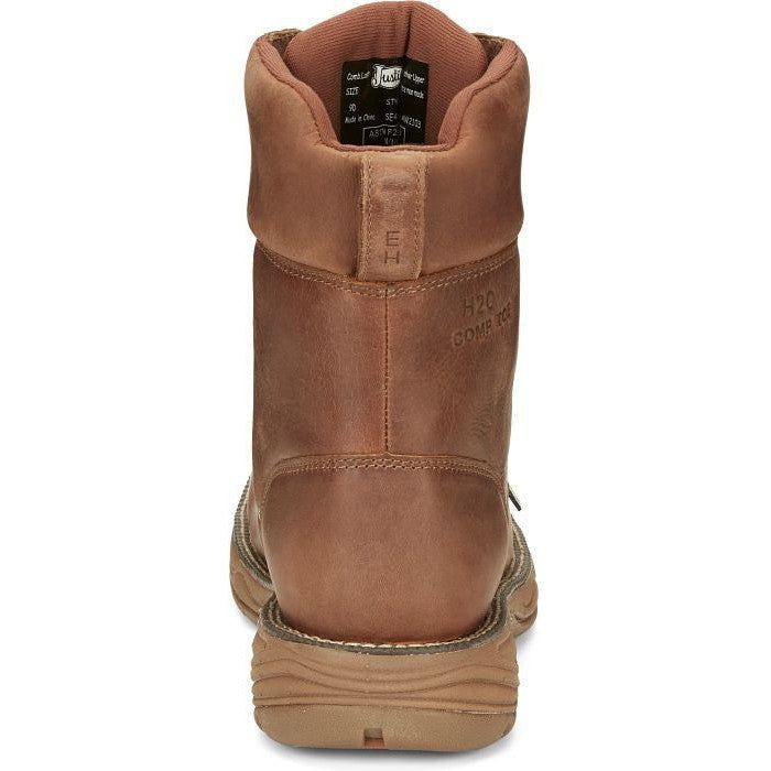 Justin Men's Rush 8" Nano Composite Toe Waterproof Western Work Boot -Brown- SE468 - Overlook Boots