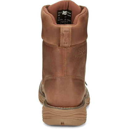 Justin Men's Rush 8" Nano Composite Toe Waterproof Western Work Boot -Brown- SE468 - Overlook Boots