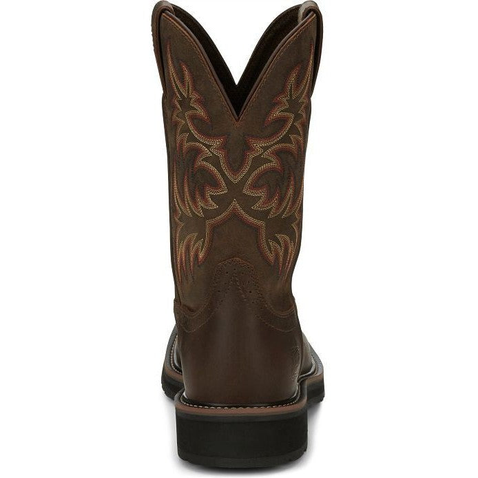 Justin Men's Driller 11" Square Toe Western Work Boot -Brown- SE4681  - Overlook Boots