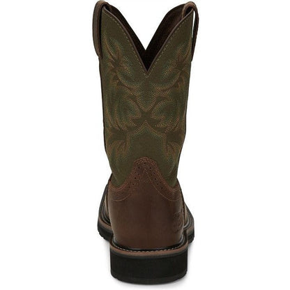 Justin Men's Driller 11" Square Toe Western Work Boot -Brown- SE4687  - Overlook Boots