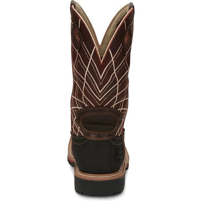 Justin Men's Derrickman 12" Waterproof Western Work Boot -Brown- SE4834 - Overlook Boots