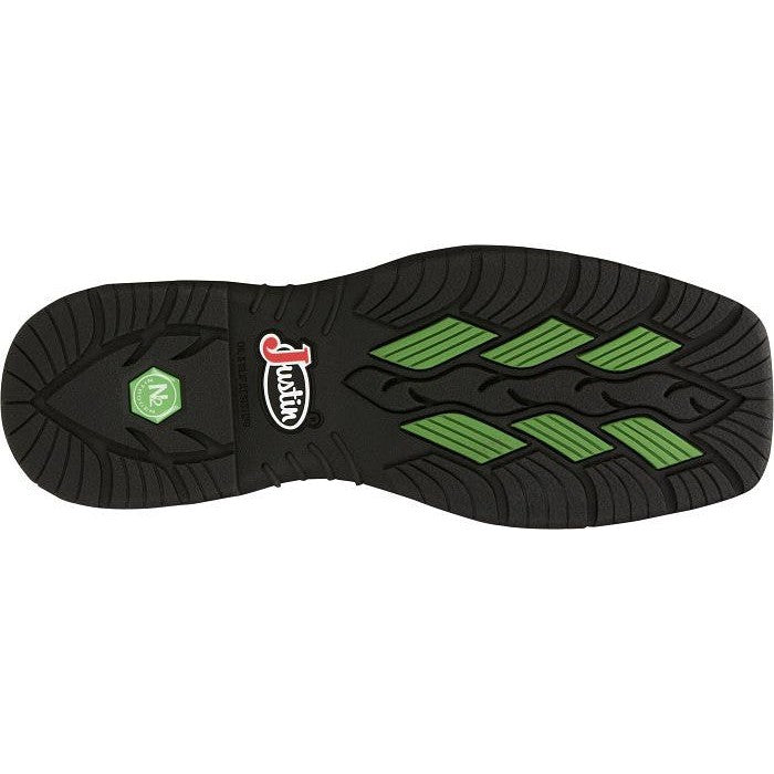 Justin Men's Nitread 11" Square Toe Waterproof Western Work Boot -Black- CR3205 - Overlook Boots