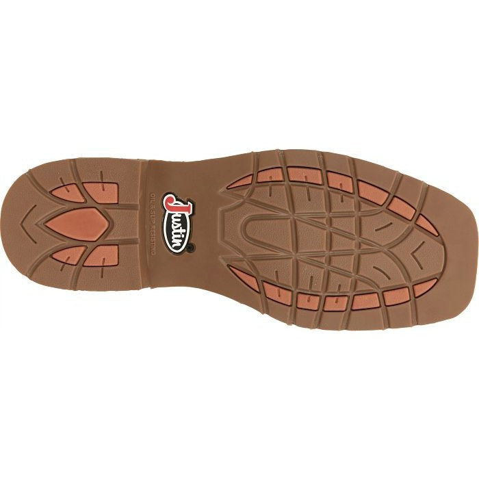 Justin Men's Buster 11" Steel Toe Pull On WesternvWork Boot -Brown- SE3100 - Overlook Boots