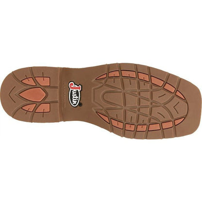 Justin Men's Buster 11" Steel Toe Pull On WesternvWork Boot -Brown- SE3100 - Overlook Boots