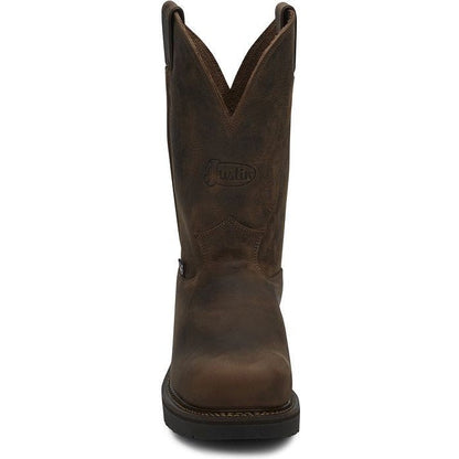 Justin Men's Balusters 11" Steel Toe Western USA Made Work Boot -Brown- 4445 - Overlook Boots