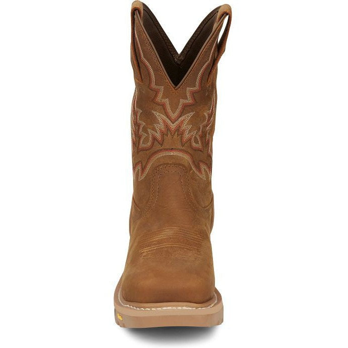 Justin Men's Montana 11" Nano Composite Toe Western Work Boot- Brown- CR2124 - Overlook Boots