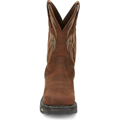 Justin Men's Frontline Hiviz 11" Waterproof Nano Composite Toe Western Work Boot -Brown- CR2152 - Overlook Boots